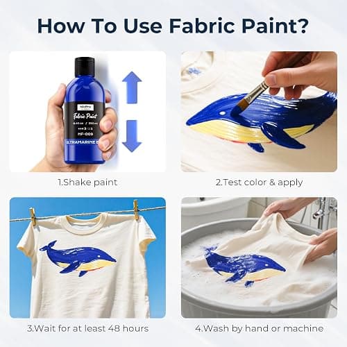Nicpro Black Fabric Paint for Furniture, 8.45 oz (250 ml) Fabric Paint for Clothes Permanent, Soft Rich Pigment Non-Toxic Textile Paint for Fabric DIY Crafts T-shirts Shoes Jeans for Kid Adult thumbnail 2