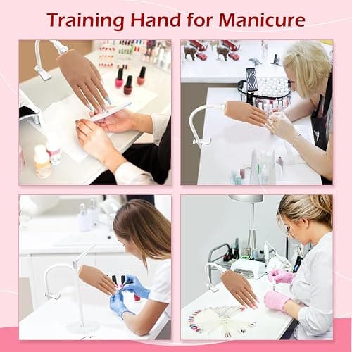 LIONVISON Practice Hand for Acrylic Nails, Silicone Nail Hand Practice, Flexible Fingers Fake Training Hand False Mannequin Hands for Nail Practice, Hand Model Kit for Nail Supplies Manicure Beginners thumbnail 5