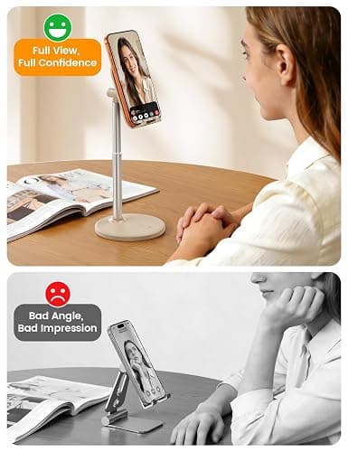 Lamicall Khaki Phone Stand Holder for Desk, Beige Office Desk Accessories | Boho Home Room Office Table Decor Supplies, Adjustable Desktop Cellphone Stand, Gifts for iPhone iPad Tablet Switch, 4-10" thumbnail 3
