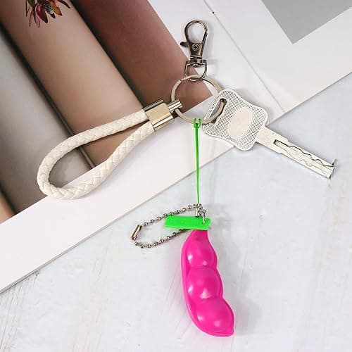 6 PCS Squeeze Bean Keychain, Edamame Pea Keychain Fidget Toys, Colorful Soybeans Fidget Toys Gifts for Kids Adults Stress Relief, Keyring, , Decoration, Party Favors Supplies thumbnail 2