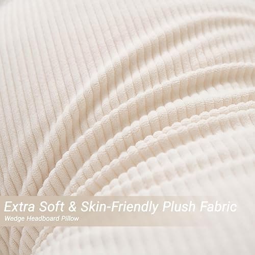 MQK Headboard Pillow Bed Wedge Pillow for Headboard with Side Pocket Dorm Headboard Twin xl Long Back Pillow for Bed Bolster Pillow for Mattress Gap Filler White Reading Pillow for Bedroom Sofa Daybed thumbnail 6