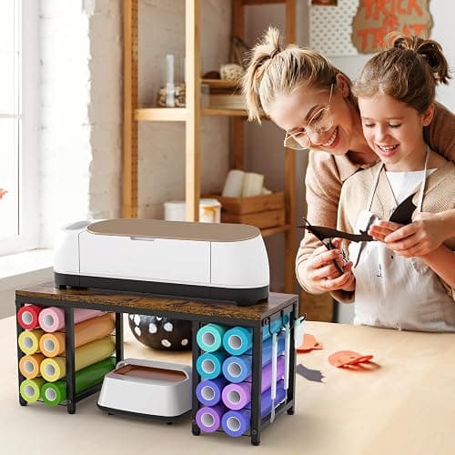 ikkle Craft Organizers and Storage Compatible with Cricut Machines Craft Table Storage with Vinyl Roll Holders, Craft Storage Organizer, Crafting Table Organization Workstation for Craft Room thumbnail 7