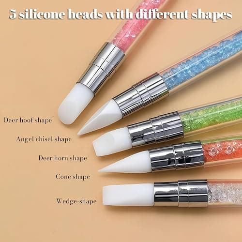 AstraGlam 5 Stück Nail Art Silikonpinsel mit Nail Art Palette, Doppelseitige Silikon Nail Art Werkzeuge, 3D Gel Nail Art, Modellieren und Dekorieren von Nagelfolie und Designs thumbnail 3