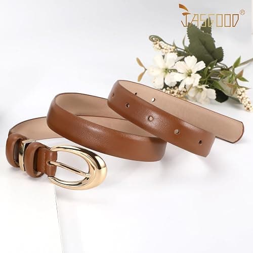 JASGOOD Women Leather Belt for Jeans Pants Fashion Ladies Skinny Faux Leather Dress Belt - Brown - Fit Waist Size 27"-31" thumbnail 6