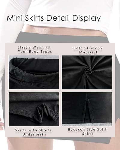 DooMoni Womens Mini Skirt Short Skorts Mid Waist Side Split Bodycon Pencil y2k Sexy Skirts Shorts thumbnail 6