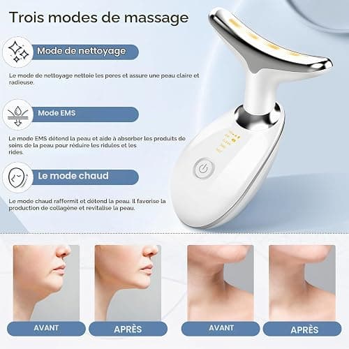 Appareil Anti Rides Visage, Appareil Massage Visage 7 Couleurs, 3 Modes 45°C EMS Appareil de Massage Gua Sha Lifting Visage, Anti-Âge Raffermissant Face Cou Double Menton Masseur Lift thumbnail 7