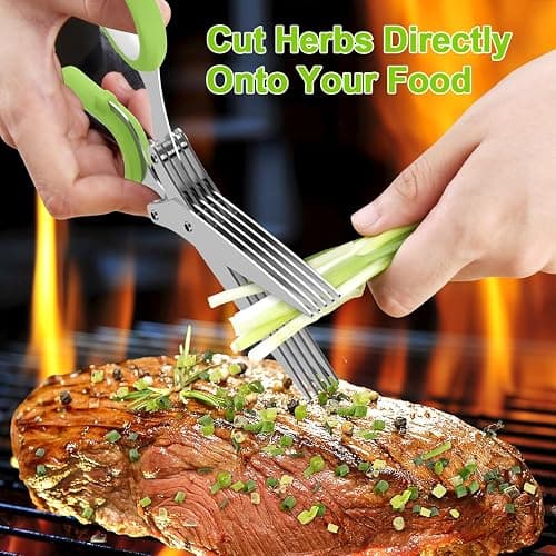2025 Upgraded Herb Scissors, Effortless Herb Shears Cutter Tool with Sharp Stainless Steel Blades for Fresh Herbs, Must-Have Kitchen & Cooking Gadget, Green thumbnail 6