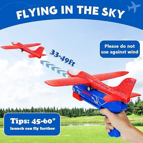 Winstico Boys Toys Age 4 5 6 7 8 9 Year Old Boy Gifts, Airplane Launcher Toy with 3 Pack Foam Glider Planes, Outdoor Garden Toys Birthday Present Gift for Kids Age 3 4 5 6 7 8 9 Year Old Boys thumbnail 4
