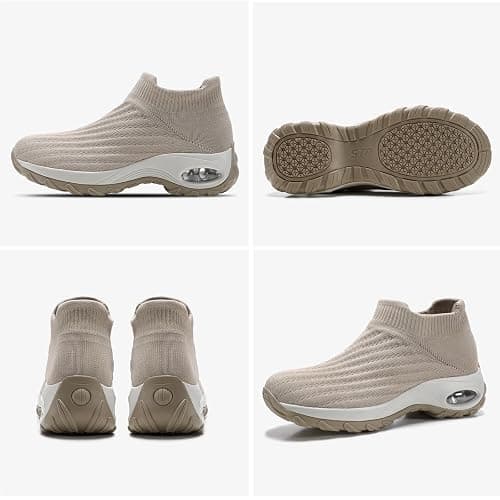 HKR Women's Walking Shoes Arch Support Non Slip Work Shoes Breathable Knit Upper Lightweight for Plantar Fasciitis thumbnail 8