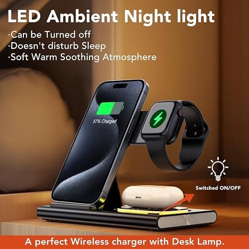 3 in 1 Charging Station for iPhone 17 - Wireless Charger for Apple Devices for iPhone 17 16 15 14 13 12 11 Pro Max - Foldable Wireless Charging Station Dock Stand for Apple Watch Series & AirPods thumbnail 3