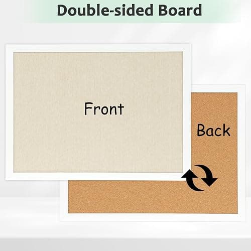 DOLLAR BOSS Cork Board Bulletin Board with Linen Double-Sided 36" x 24" Linen Corkboards for Walls Picture Display Vision Board for Office Home School Framed Picture Pin Board, 20 Pushpins 10 Clips thumbnail 5