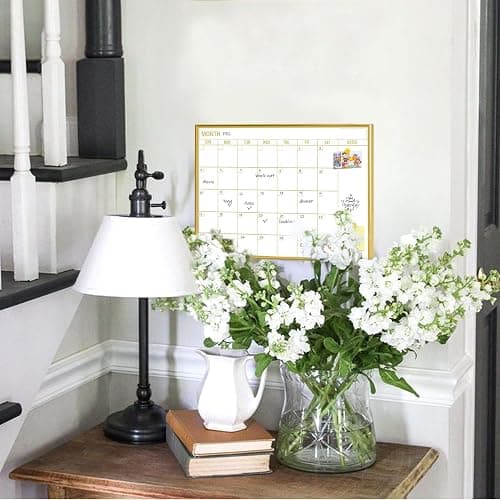Golden Monthly Dry Erase Calendar Whiteboard for wall-16"X12" Portable Aluminum Frame,Magnetic Calendar White Board,Wall Planner Dry Erase Board for Office, Kitchen, School, Home-GG thumbnail 5