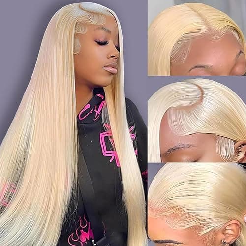 LETMIEO 30 Inch 613 Lace Front Wig Human Hair Blonde 13X6 HD Transparent Lace Front Wigs Human Hair 180% Density Blonde Glueless Wigs 613 HD Straight Lace Frontal Wig Pre Plucked - Image 1