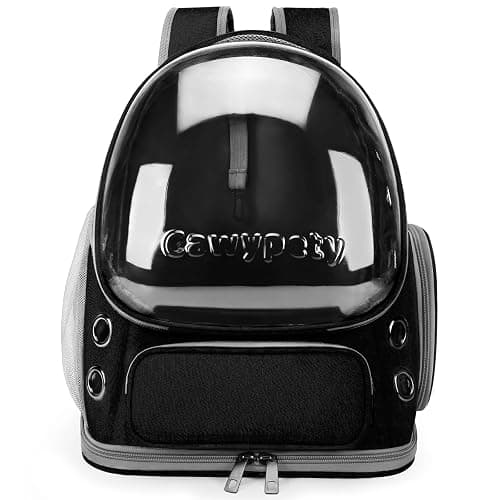 Cawypety Cat Backpack Carrier, Breathable Cat Carrier Large Space Bubble Pet Backpack for Kitty Small Dog up to 12lbs, Transparent & Foldable Pet Carrier for Travel Hiking (Black thumbnail 9