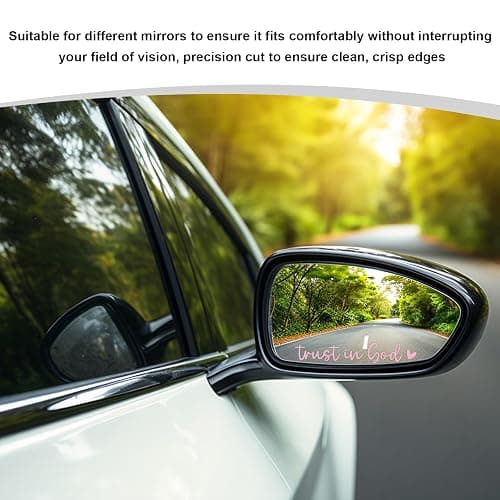 DXNQ 2 PCS Trust in God Rearview Mirror Decals, Automotive Vinyl Rear View Mirror Decorative Stickers, Waterproof Trust in God Stickers for Car Truck Laptop, Car Accessories (Pink) thumbnail 5
