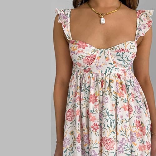 Awoscut Women Cute Babydoll Mini Dress Ruffle Strap Maternity Dresses Summer Y2K Flowy Teens Short Sundress thumbnail 6