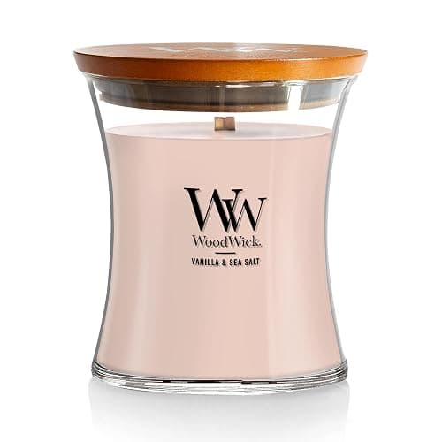 WoodWick Vanilla & Sea Salt Gifts for Women and Men, 9.7 oz Medium Hourglass Candle with Crackling Wick - Image 1