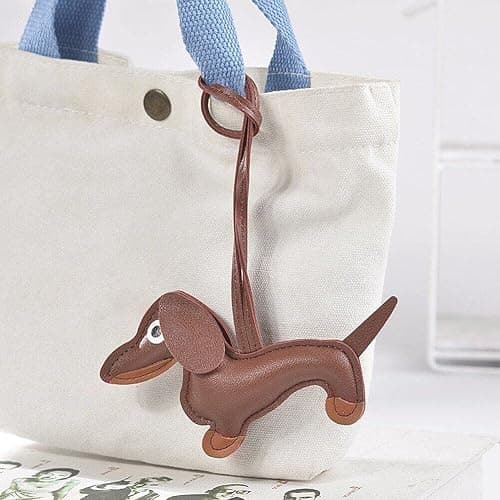 Casiler Süße Welpe Hundetasche Anhänger Key Chain Mode Pu Leder Dackel Dackel Ringzubehör thumbnail 5