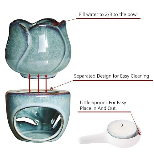 2 Pack Fragrance Essential Oil Burner Tealight,Tea Light Candle Wax Warmer,Tealight Fragrance Oil Warmer (2 Pack, Ice Cracked Glaz Lotus Shape) thumbnail 7