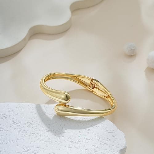 Eaciy Gold Bracelets for Women Trendy - 14K Gold Plated Bangle Bracelet Chunky Adjustable Twist Cuff Gold Bracelet Non Tarnish Waterproof Jewelry for Women Gifts thumbnail 7