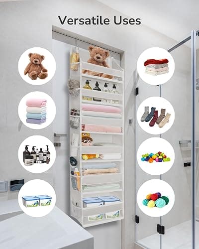 ULG Over The Door Organizer with 6 Large Pockets 12 Side Pockets, 50lbs Weight Capacity Door Hanging Organizer for Bedroom, Bathroom, Pantry, Nursery Storage, Beige thumbnail 7
