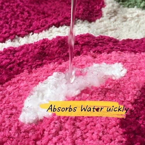 Lupidyyxun Cherry Bath Mat for Bathroom, Non Slip Cute Bath Mats Fruit Shaped Absorbent Bath Rugs Bathroom Tub Plush Shower Rugs Washable Carpet for Kid's Room (Cheery) thumbnail 4
