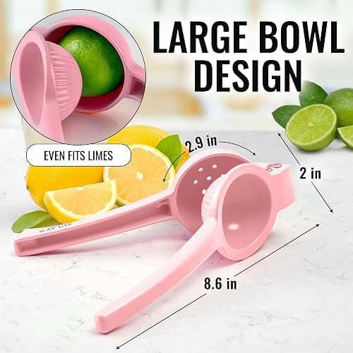 Zulay Premium Quality Metal Lemon Squeezer, Citrus Juicer, Manual Press for Extracting the Most Juice Possible - Pink thumbnail 3