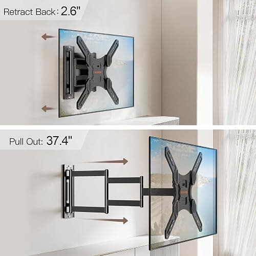 ELIVED Long Arm TV Wall Mount for Most 26-65 Inch TVs, 37.4 Inch Long Extension TV Mount Swivel and Tilt, Max VESA 400x400mm, Full Motion Wall Mount tv Bracket Holds up to 77 lbs. thumbnail 2