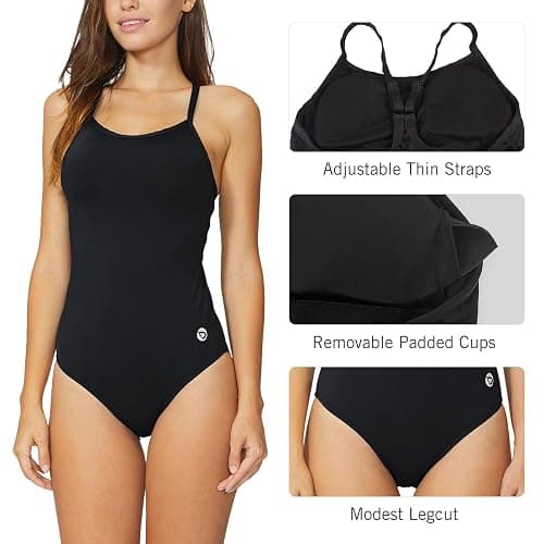 baleaf Women's Athletic Training Adjustable Strap One Piece Swimsuit | UPF 50+;Quick Dry;Moderate Coverage;Removable Padded;Adjustable Straps;Keyhole Back;Good for Swimming,Surfing,Diving,Training thumbnail 4