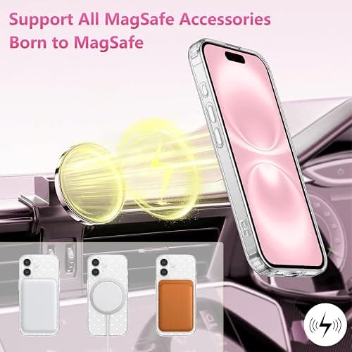 ZTOFERA Magnetic for iPhone 17 Case,Cute Polka Dot Phone Case Aesthetic Striped Clear Trendy Slim Soft Shockproof Protective Phone Cover for Women Girls,White Dot thumbnail 4
