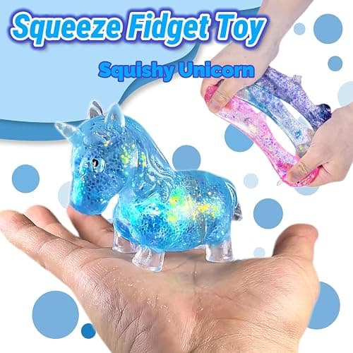 Cute Squishy Unicorn Stress Sugar Balls, Blue Unicorn Squeeze Sugar Ball Squishy Toys for Kids, Stress Relief Animal Squeeze Toys, Birthday Gifts, Classroom Prizes thumbnail 6