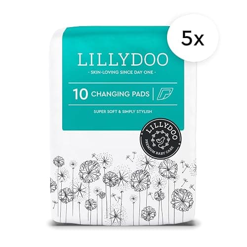 Teli cambio LILLYDOO – 60 x 60 cm, confezione da 50 pezzi (5x10 pezzi), super morbidi, senza profumi e lozioni, ideali per pelli sensibili, dermatologicamente testati thumbnail 2