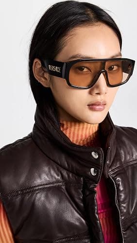 Versace VE 4439 108/73 Havana Plastic Shield Sunglasses Brown Lens thumbnail 3