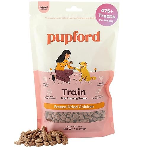 Pupford Freeze Dried Training Treats for Dogs & Puppies (Chicken, 4 oz) | 475+ treats per bag, Ultra low-calorie, Only 2 ingredients, All breed sizes, Mess free and bite sized, Trainer recommended - Image 1