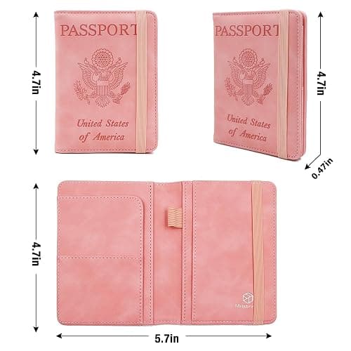 Melsbrinna Premium Leather Passport Holder Covers Case, Waterproof Rfid Blocking Travel Wallet Passport Holder with Pen Holder, Cute Passport Book for Women/Men thumbnail 4