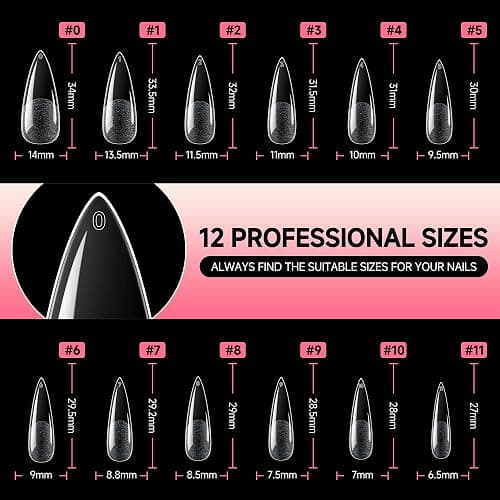 UNA GELLA Long Stiletto Gel Nail Tips Full Cover 120pcs Half Matte Nail Tips Long Stiletto Almond Fake Clear Nails Tips S tiletto Press on Nails for Nail Extensions Home Nail Art Salon 12 Sizes thumbnail 7