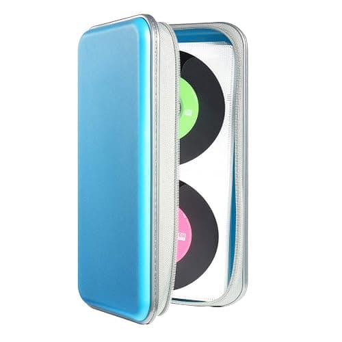UENTIP CD Holder,96 Capacity CD Case Holder Portable CD Organizer Wallet Protective DVD Storage (96, skyblue) - Image 1