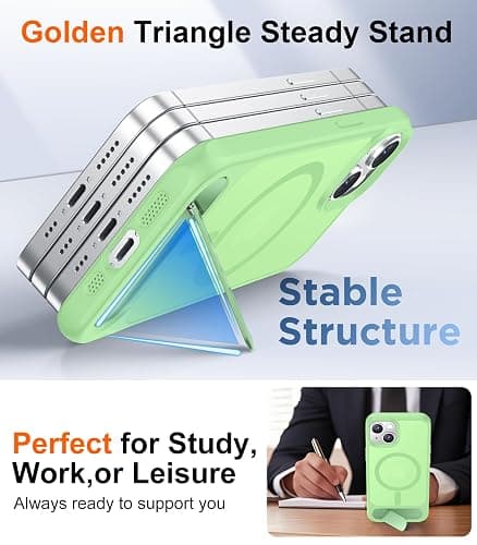 I Phone 14 PLUS light green Temdan Magnetic Compatible with iPhone 15 Plus Case & iPhone 14 Plus Case, [Built-in Invisible Kickstand][Compatible with MagSafe][Military Grade Shockproof] Slim Translucent Matte Phone Case 6.7" thumbnail 4