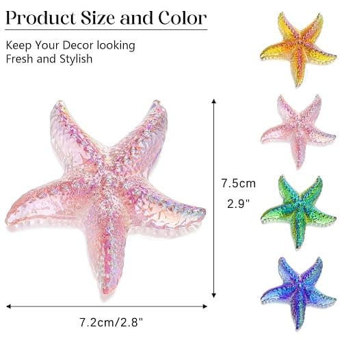 H&D HYALINE & DORA 2.8" Glass Starfish Figurine Handmade Blown Glass Starfish Figurine Tiny Crystal Sea Animals Ornament for Aquarium Decor(Pink) thumbnail 3