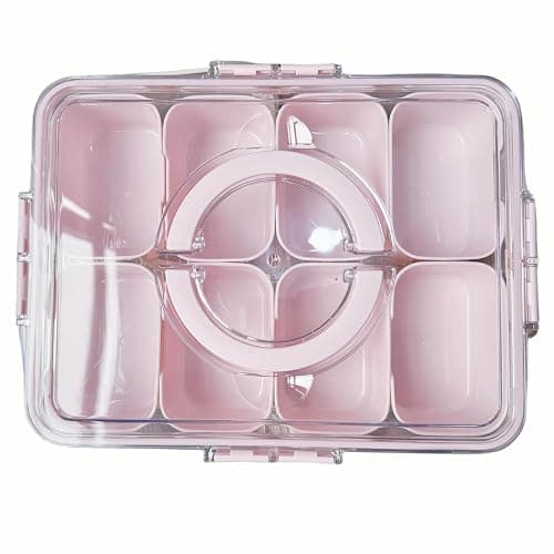 Küchera Snack Box with Compartments, Reusable Snackle Box/Tray | Dishwasher-Safe Food Storage Container with Lid, Portable Travel Snack Boxes for Plane (Pink) - Image 1