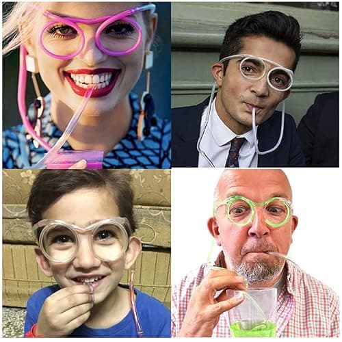 QNCIGER Straw Glasses - Funny Adults Crazy Eyeglass Straw for Birthday Parties, DIY Fun Activities, Kids Party Supplies, Game Ideas (1 Pcs, Crystal) thumbnail 4