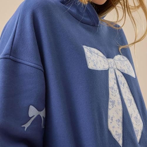 Cute Hoodies for Teen Girls Floral Embroidered Patchwork Hoodie Y2k Oversized Pullover Sweatshirt Preppy Streetwear thumbnail 4
