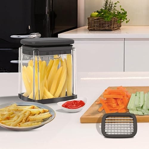 French Fry Cutter, Solucky Potato Onion Cutter, Professional Homestyle Vegetable Chopper Dicer, Great for Potatoes Carrots Cucumbers Zucchini Peppers 3/8 inch Blade(Only 1 Blade) thumbnail 2