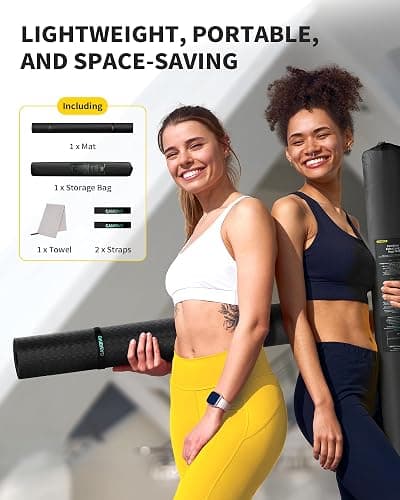 CAMBIVO Yoga Mat 72" x 48" Large Workout Mat for Home Gym Flooring | 6mm-12mm (0.24"-0.48") Extra Thick Exercise Mat for Apartment Fitness | High-Density TPE Cushioning for Joint Protection thumbnail 6