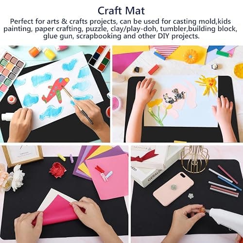 Gartful 2 Pack Silicone Crafting Mats, 15.7" x 11.8" Silicone Mat for Crafts, Large Heat Resistant Sheet for Jewelry Casting, Epoxy Resin, Painting, Counter Table Protector, Placemat, Nonstick, Black thumbnail 5
