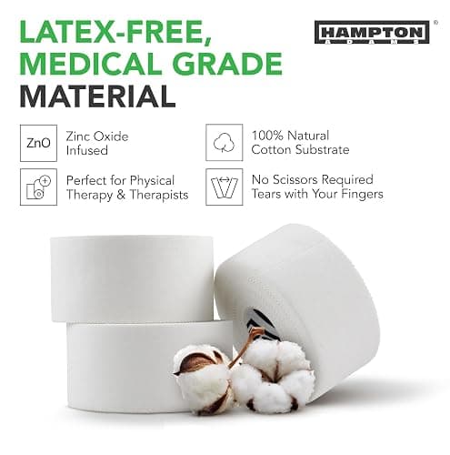 Hampton Adams | As Seen on Shark Tank | Original Athletic Sports Tape (3-Pack) | 45ft Rolls | Very Strong Easy Tear NO Sticky Residue | Best Tape for Athlete & Trainers | Fingers Ankles thumbnail 3