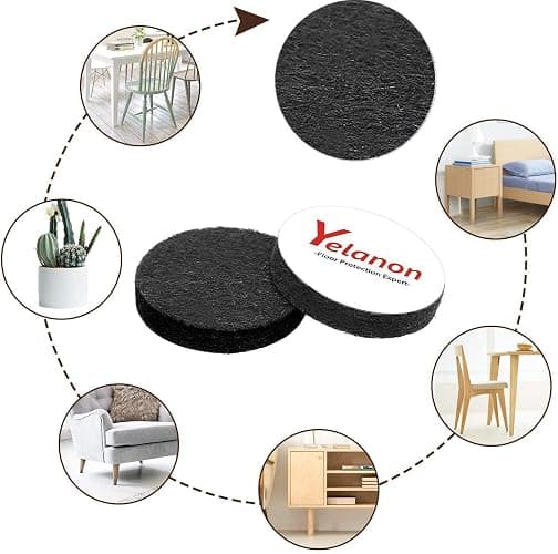 Yelanon Felt Furniture Pads -182 Pcs Premium Felt Pads for Chair Legs Furniture, Floor Protectors for Hardwood Floors, Black thumbnail 2