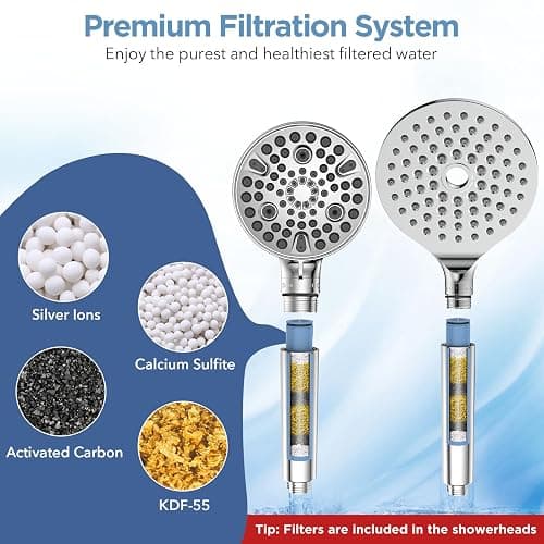 MakeFit Dual Filtered Rain Shower Head Combo, Handheld Shower Head with Adjustable Bar - Rainfall Shower Head And Showerhead with Filter for Hard Water - Removes Chlorine thumbnail 3