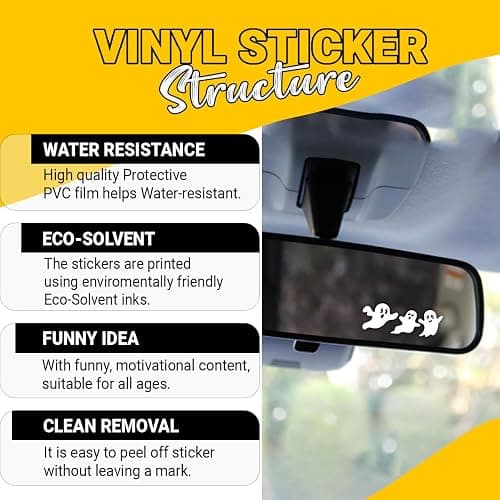 3 Pcs Small Ghost Sticker, Cute Spooky Halloween UV DTF Decal Minimalist Ghost Mirror Stickers for Car, Glass, Window, Laptop, Tumbler, Gift for Friends, Teens, Halloween Lovers – 4 Inches (Ghost) thumbnail 2