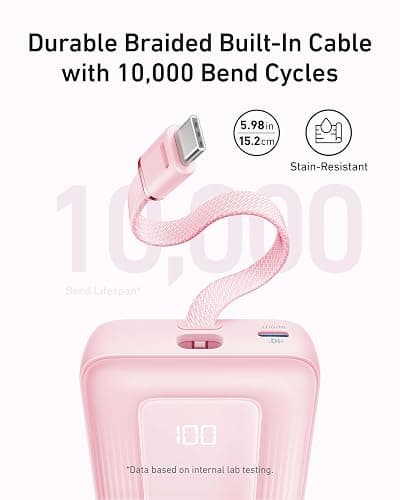 Anker Zolo Power Bank (2025 Upgraded Version), 20,000mAh 30W High-Speed Portable Charger with Built-in USB-C Cable, Battery Pack for iPhone 17/16 / 15 Series, Galaxy, and More thumbnail 4
